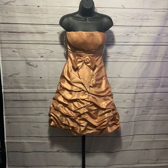 Gold Ruffle Dress - Picture 2 of 3